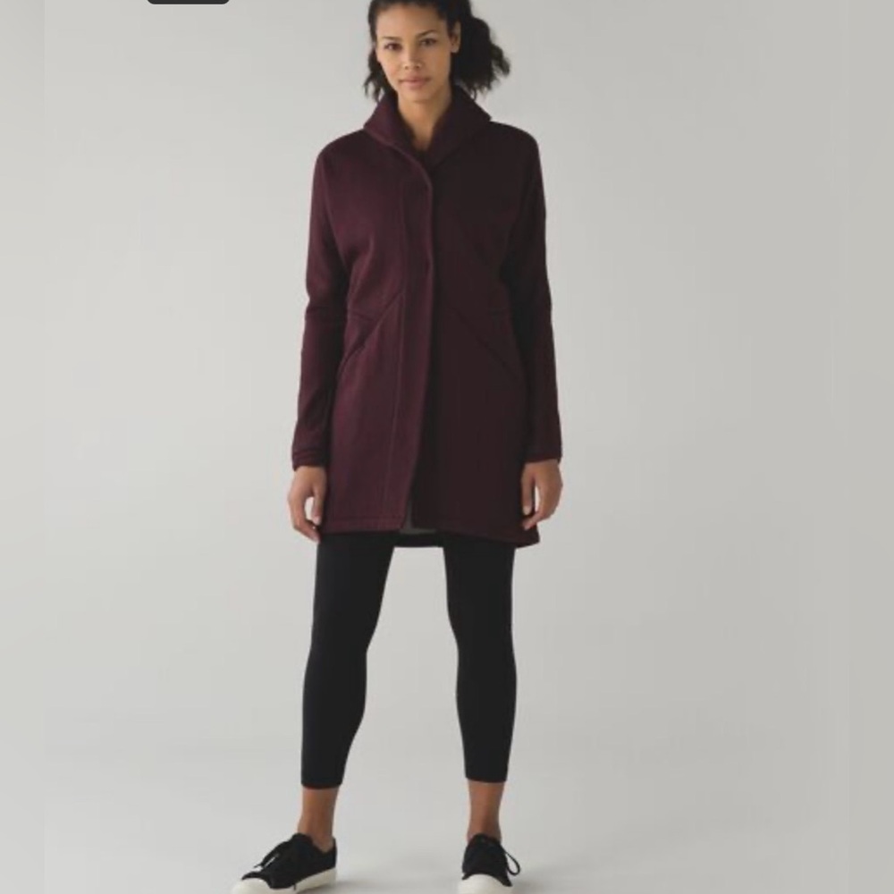 Lululemon & Go Take You There Wrap Sweater Cotton Fleece  Heathered Bordeaux